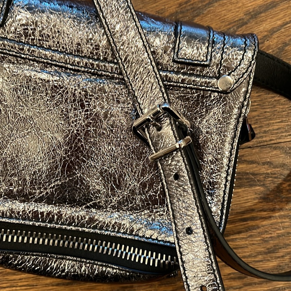 Proenza Schouler Mini PS1 Metallic silver Leather Crossbody Bag - Picture 11 of 16